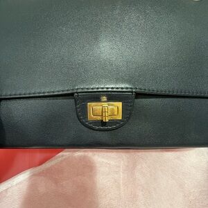 Elegant dark navy blue Leather Handbag